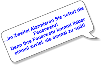 ...im Zweifel Alarmieren Sie sofort die Feuerwehr! Denn Ihre Feuerwehr kommt lieber einmal zuviel, als einmal zu spät!